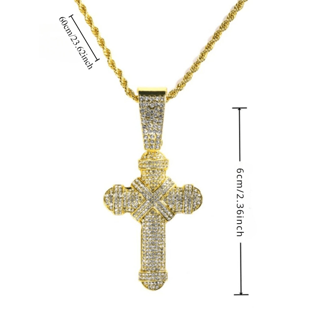Premium Cross Pendant Rhinestone Necklace-Rhinestone Cross Pendants-The Rhinestone Belts