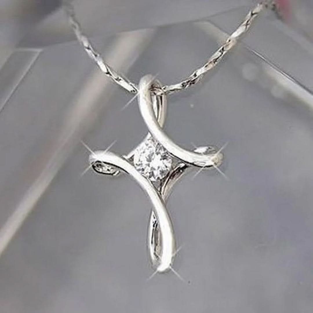Elegant Rhinestone Infinity Cross Pendant Necklace-Rhinestone Cross Pendants-The Rhinestone Belts