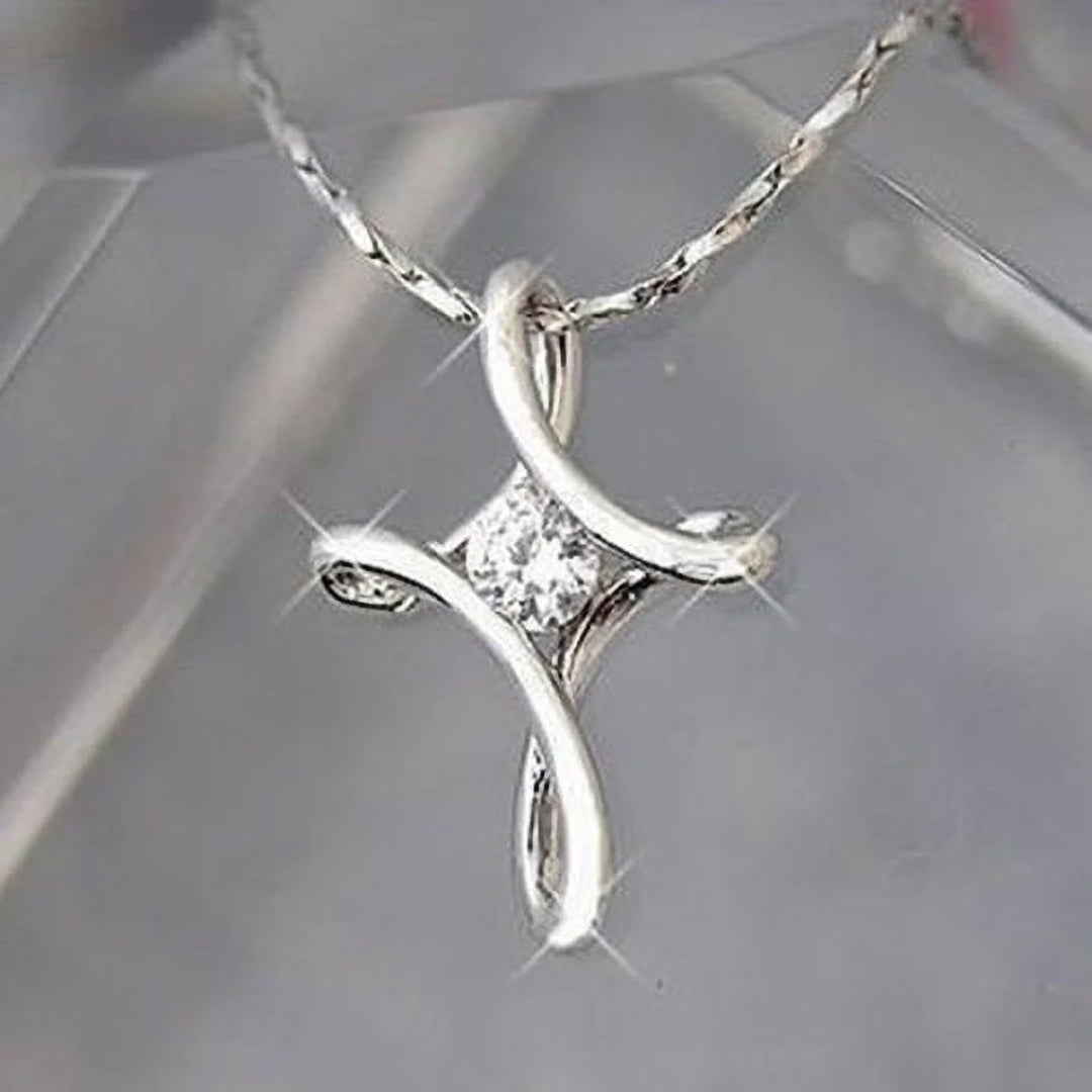 Elegant Rhinestone Infinity Cross Pendant Necklace-Rhinestone Cross Pendants-The Rhinestone Belts