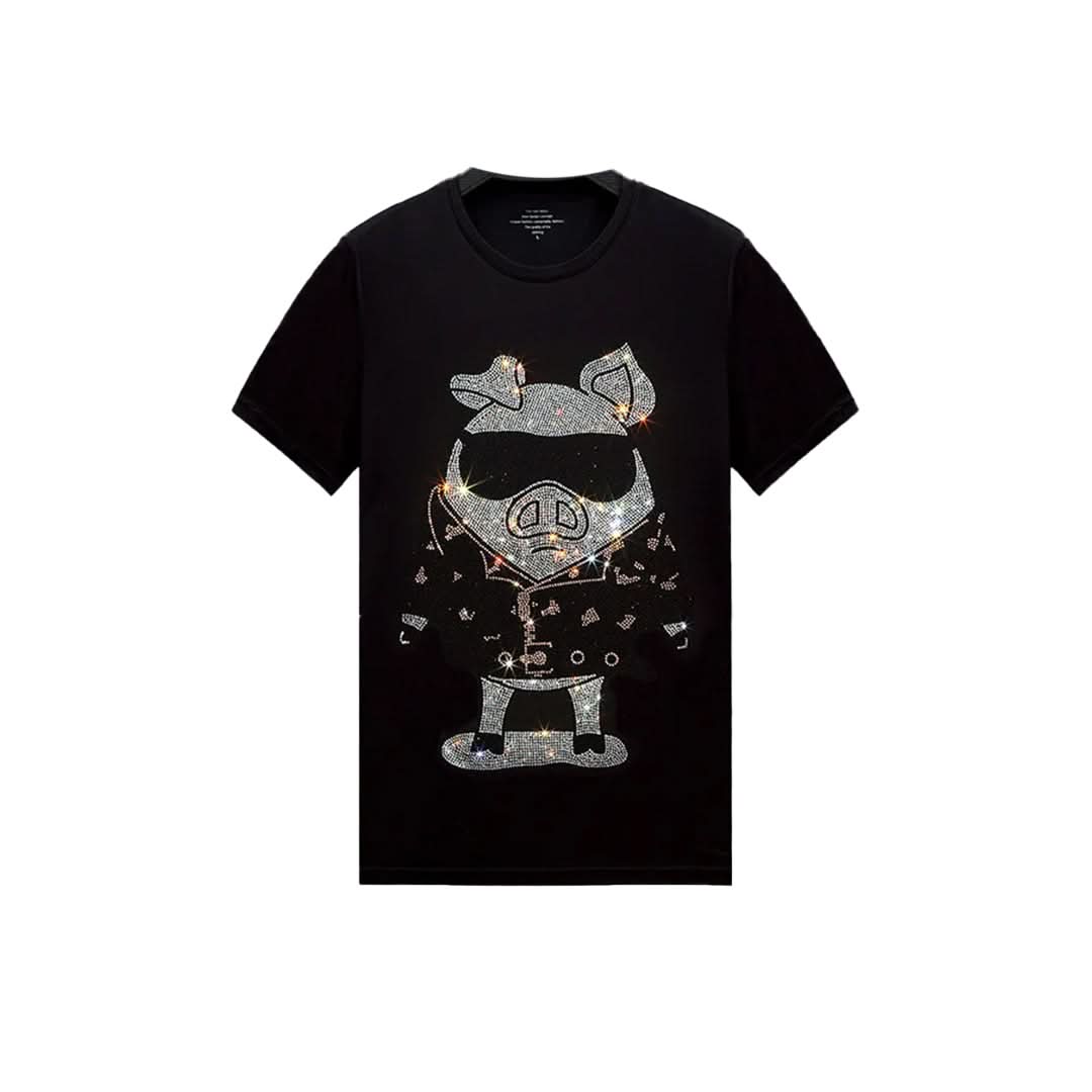 Rocko Pig Rhinestone T-shirt-T-shirts-The Rhinestone Belts