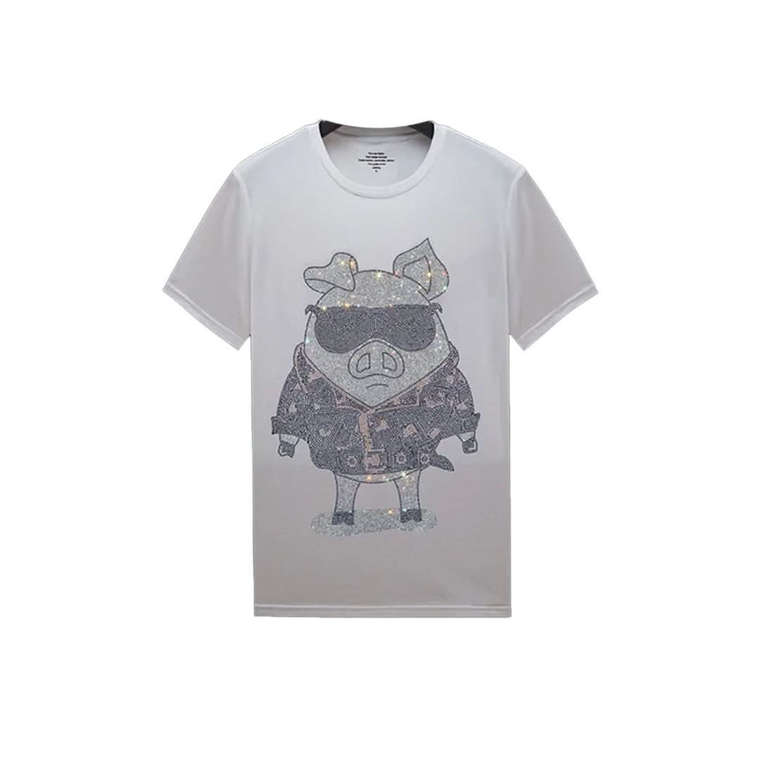 Rocko Pig Rhinestone T-shirt-T-shirts-The Rhinestone Belts