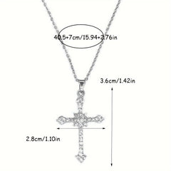 Exquisite Cross Rhinestone Pendant Necklace