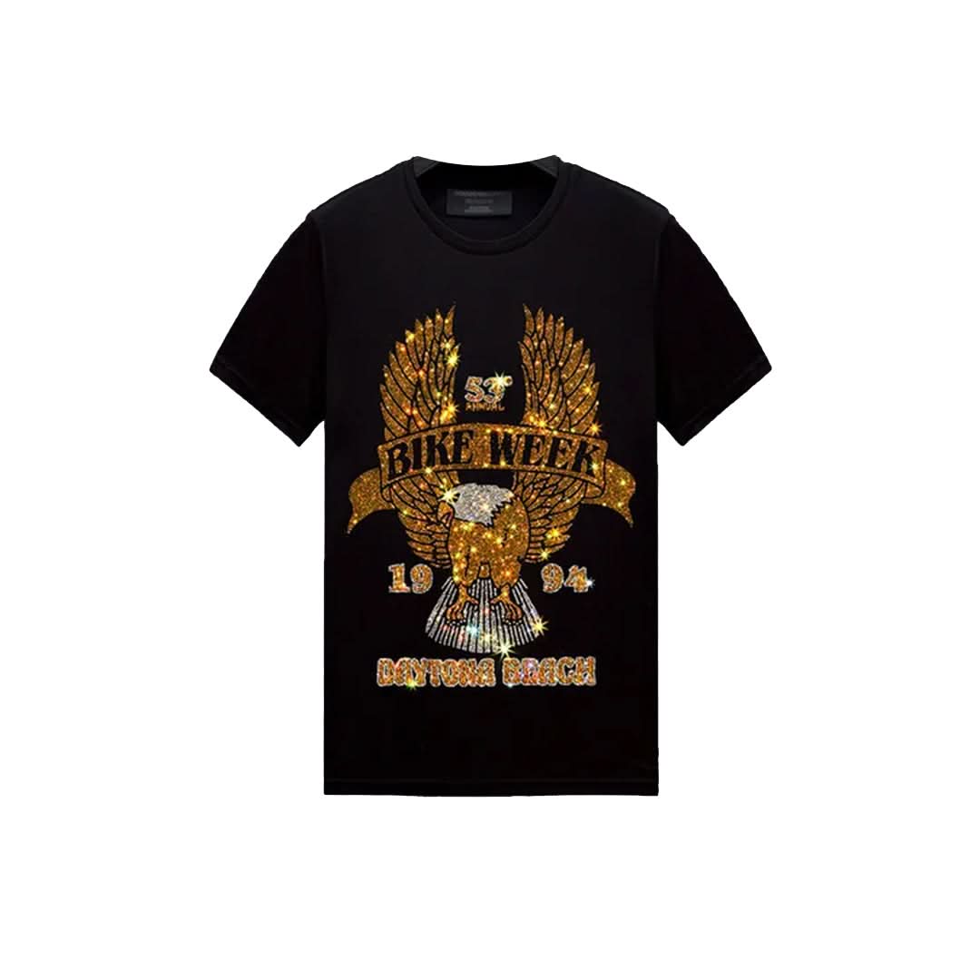 Eagle Wing Biker Rhinestone T-shirt-T-shirts-The Rhinestone Belts