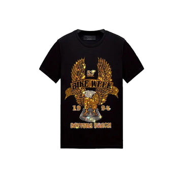Eagle Wing Biker Rhinestone T-shirt-T-shirts-The Rhinestone Belts