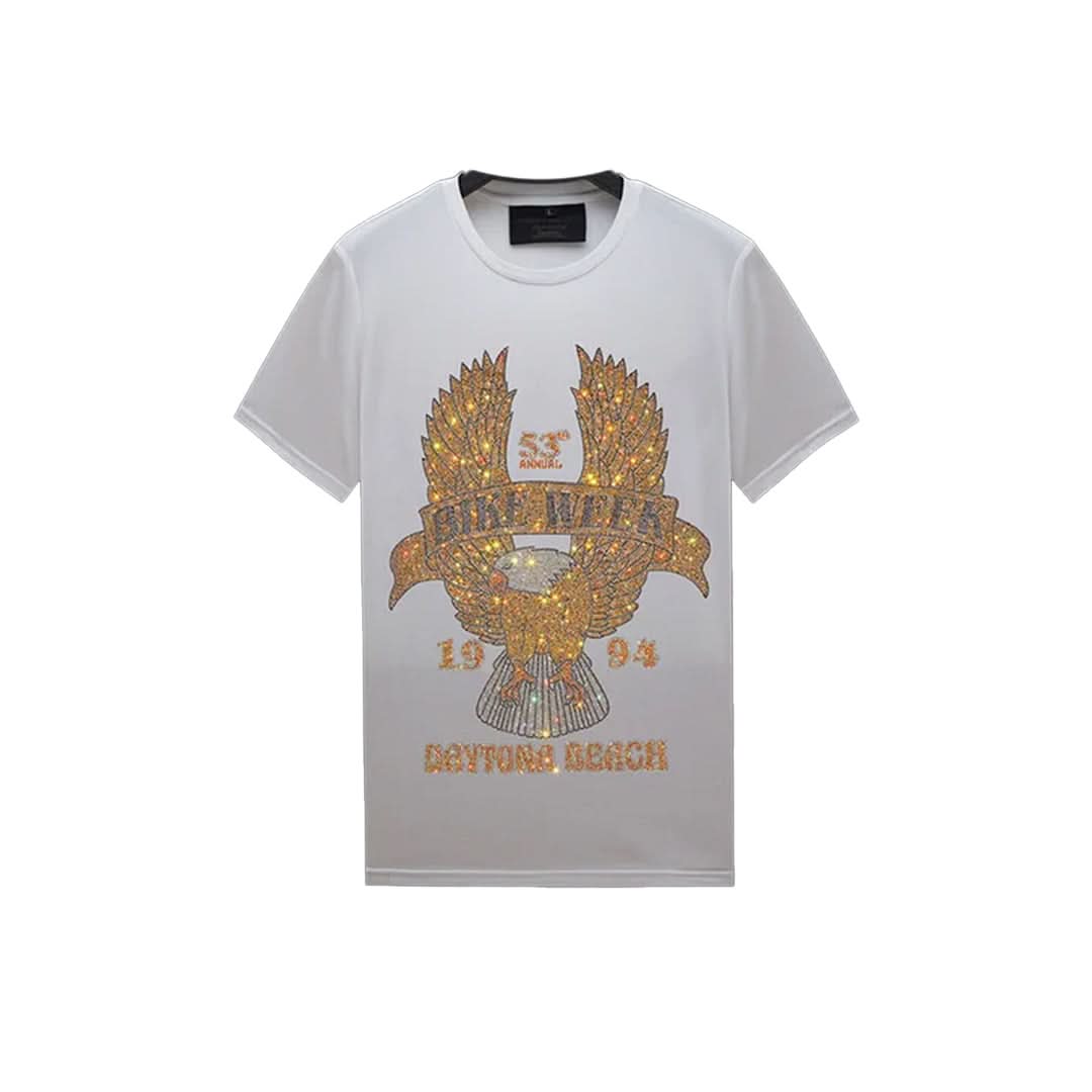 Eagle Wing Biker Rhinestone T-shirt-T-shirts-The Rhinestone Belts