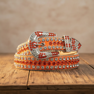 Orange Strap with Orange and Crystal Studs Rhinestone Belt