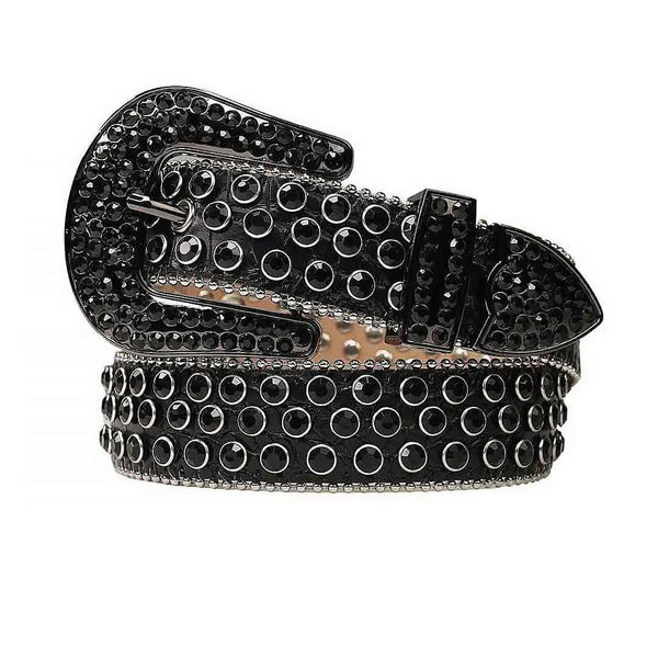 All Black Design Rhinestone Belt-Belts-The Rhinestone Belts