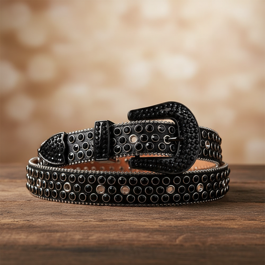 All Black Rhinestone Belt - Luxury-Look Bling Belt
