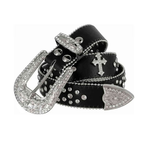 Western Bling Cross Symbol Rhinestone Belt-Belts-The Rhinestone Belts