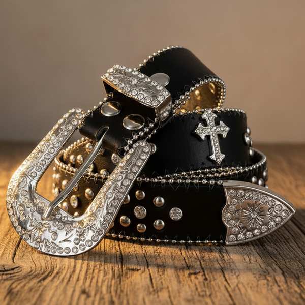 Western Bling Cross Symbol Rhinestone Belt