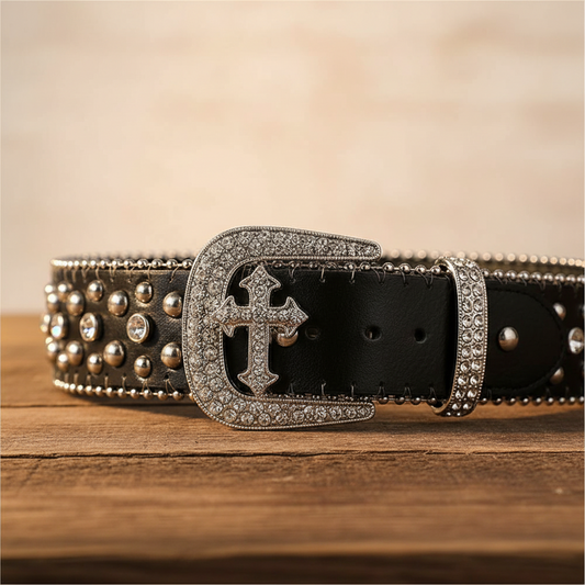 Western Bling Cross Symbol Rhinestone Belt
