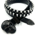 Black Skull Rhinestone Belt with Bullets Black Strap