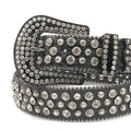 Black belt with silver studs on a white background