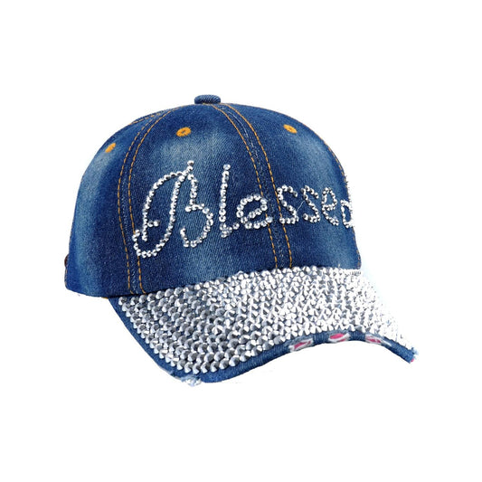 Blessed Rhinestone Cap-Caps-The Rhinestone Belts