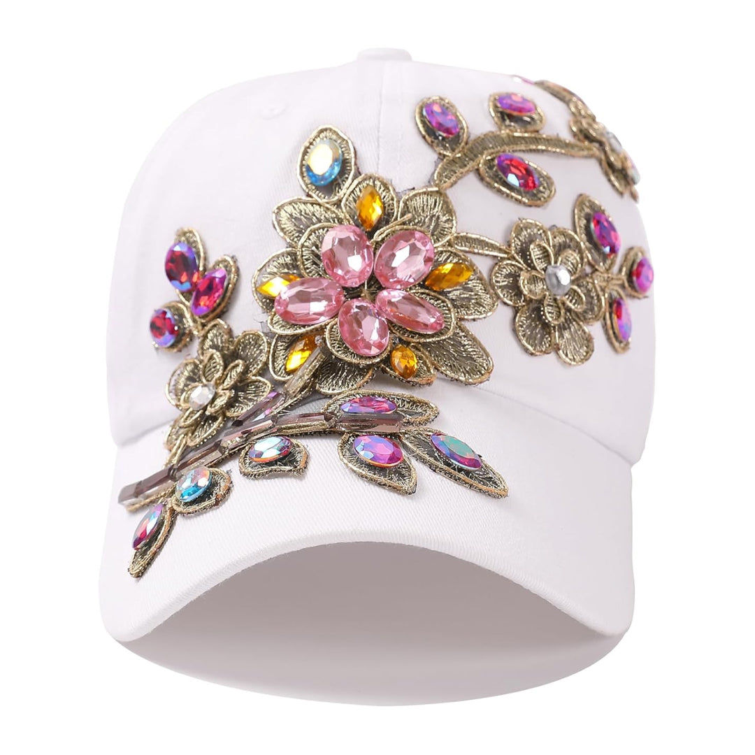 Embroided Rhinestone Cap-Caps-The Rhinestone Belts