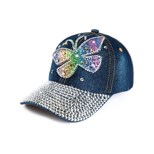 Multi Color Butterfly Rhinestone Cap-Caps-The Rhinestone Belts