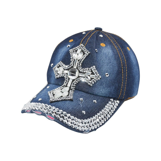 Big Cross Rhinestone Cap-Caps-The Rhinestone Belts