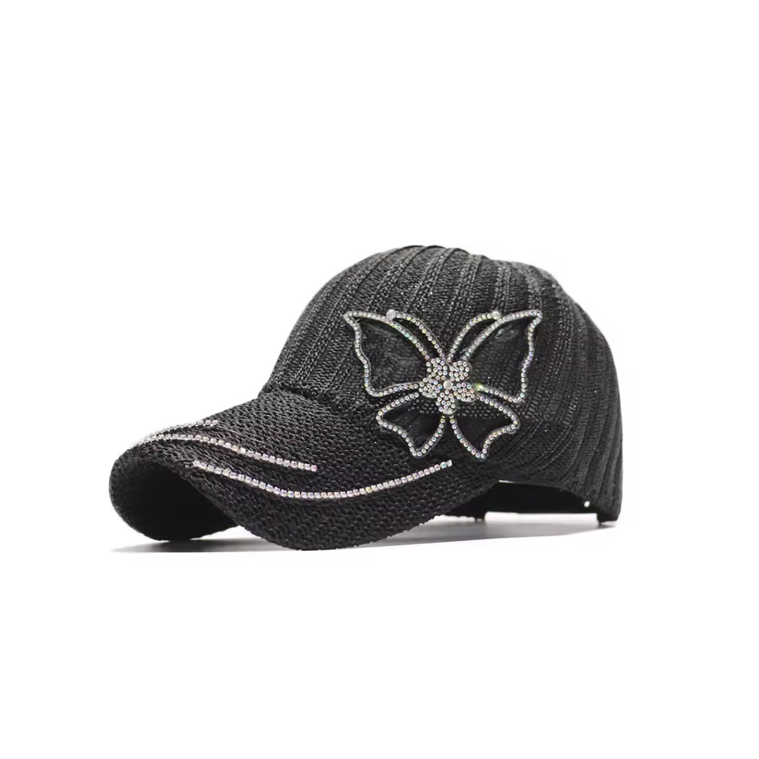 Lace Butterfly Rhinestone Cap-Caps-The Rhinestone Belts