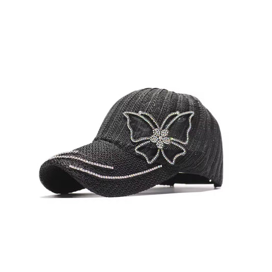 Lace Butterfly Rhinestone Cap-Caps-The Rhinestone Belts