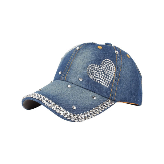 Heart Studded Rhinestone Cap-Caps-The Rhinestone Belts