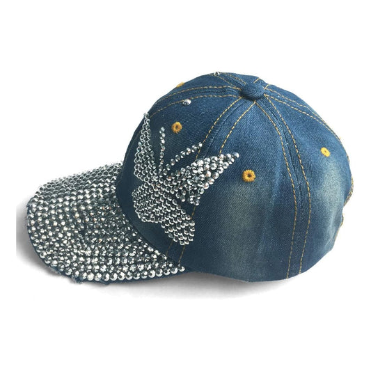 Butterfly Pattern Engraved Rhinestone Cap-Caps-The Rhinestone Belts