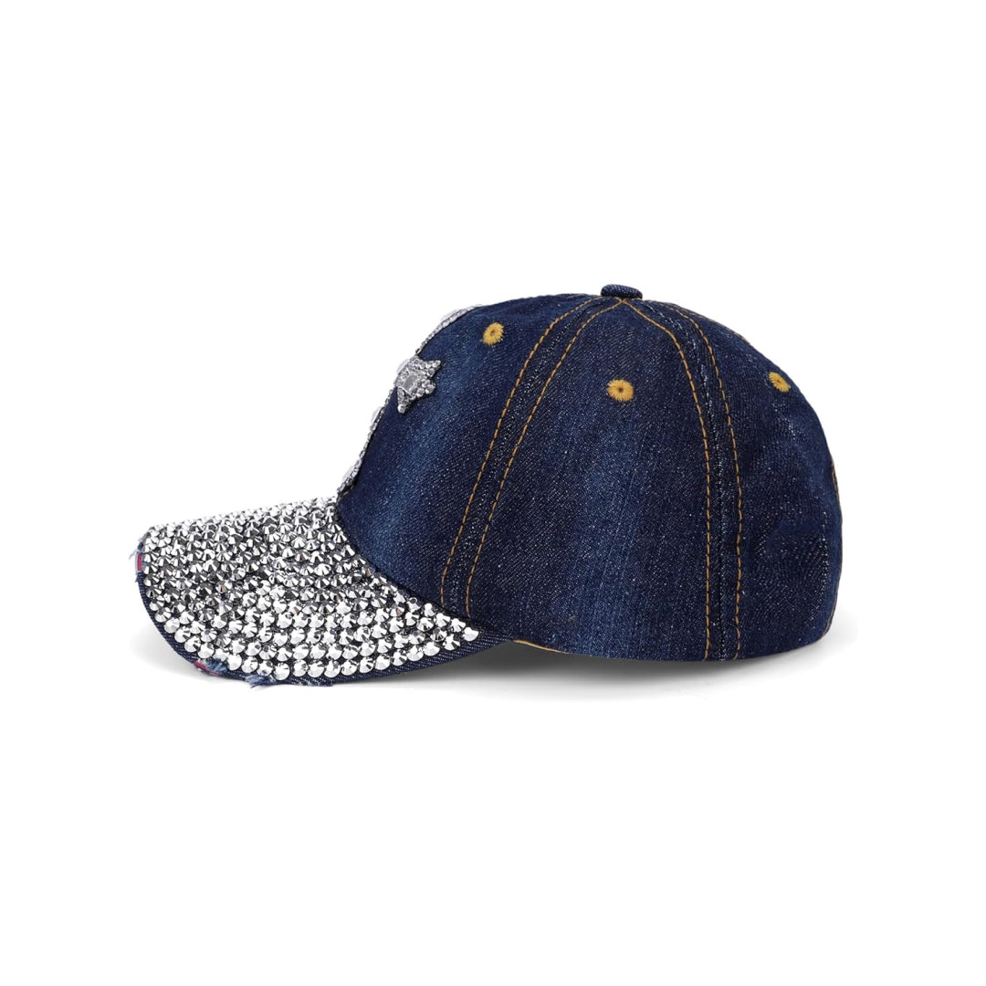Cross Engraved Rhinestone Cap-Caps-The Rhinestone Belts