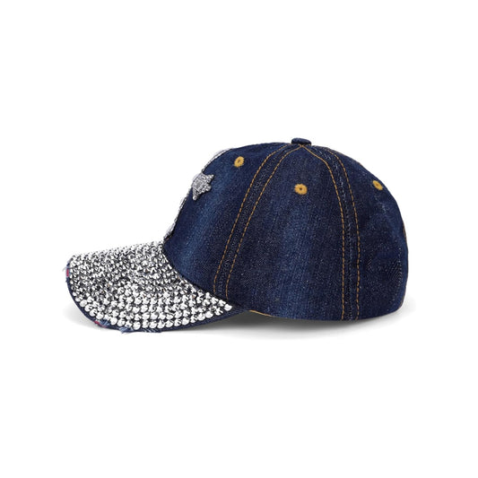 Cross Engraved Rhinestone Cap-Caps-The Rhinestone Belts