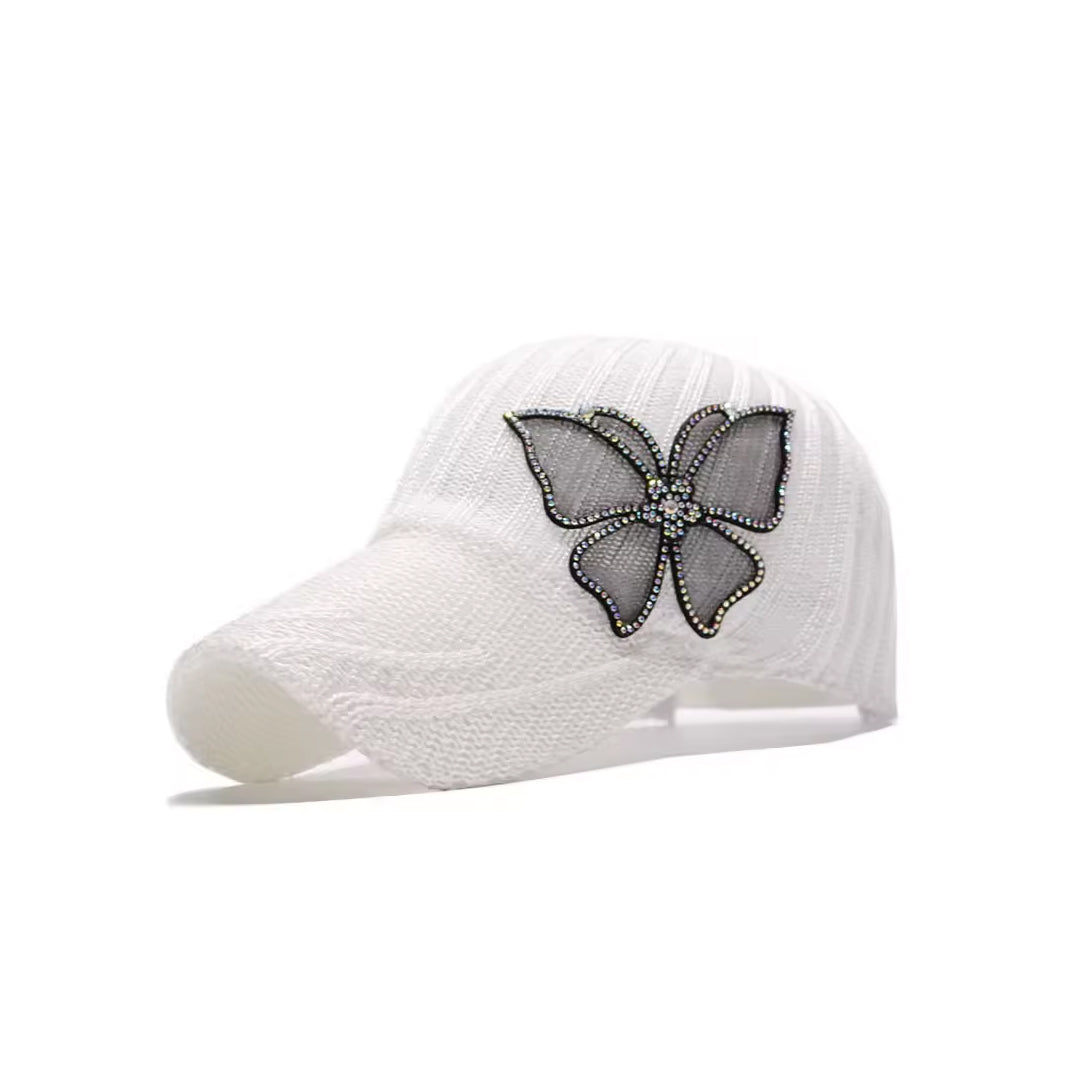 Lace Butterfly Rhinestone Cap-Caps-The Rhinestone Belts