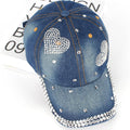 Heart Studded Rhinestone Cap-Caps-The Rhinestone Belts
