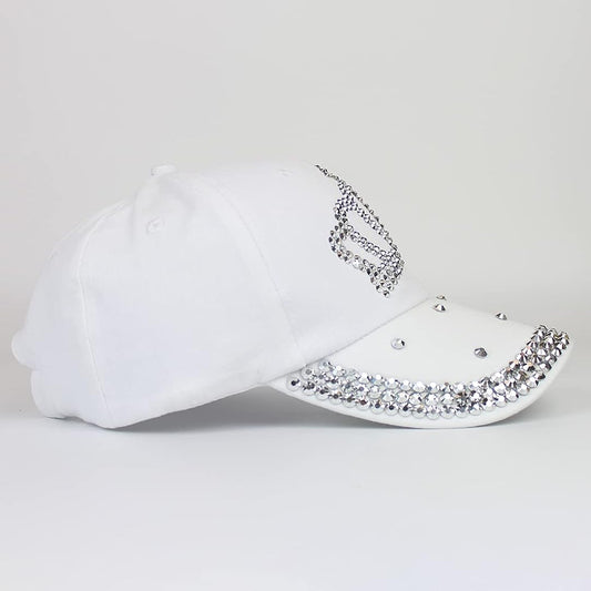 Crown Engraved Rhinestone Cap-Caps-The Rhinestone Belts