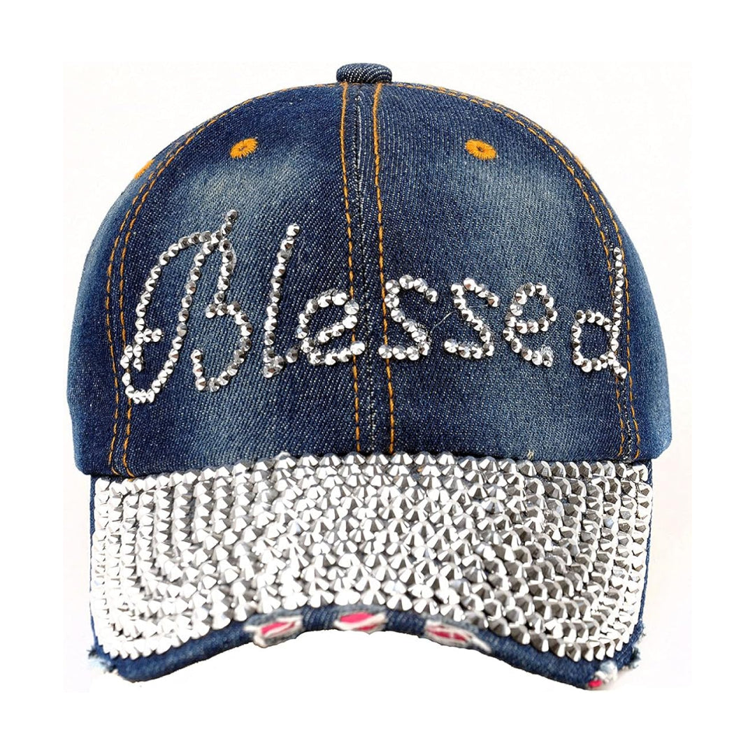 Blessed Rhinestone Cap-Caps-The Rhinestone Belts