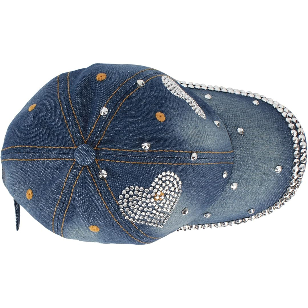 Heart Studded Rhinestone Cap-Caps-The Rhinestone Belts
