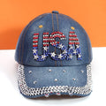 American Flag Engraved Rhinestone Cap-Caps-The Rhinestone Belts