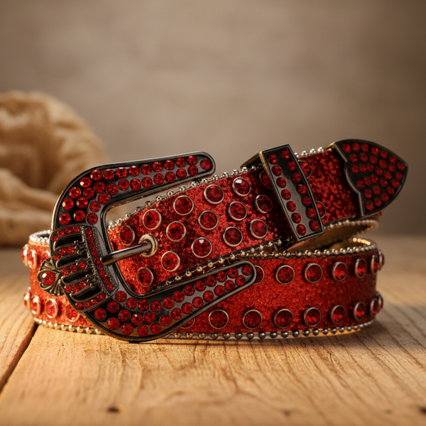 King Crown Red Glitter Sparkle Belt