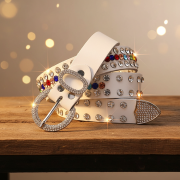 Round Buckle with Multi-Studded Strap Rhinestone Belt