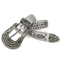 Silver Rhinestone Western Belt with Starburst Studs