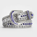 Silver Strap With Silver & Blue Studded Rhinestone Belt