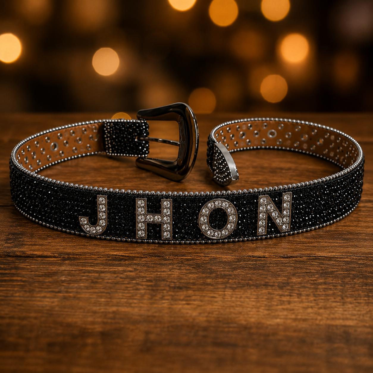 black Rhinestone Custom belt buckle