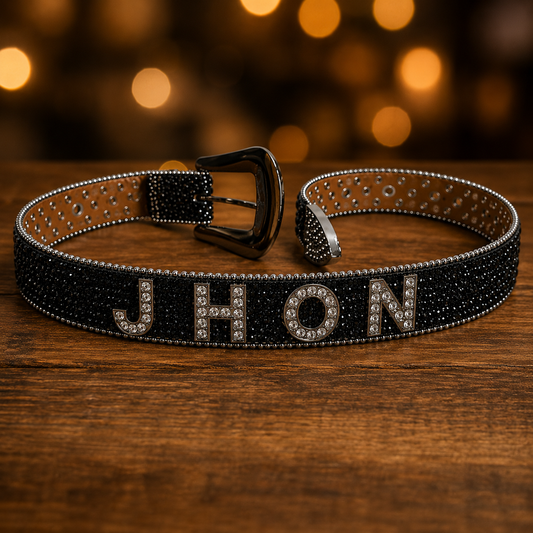 black Rhinestone Custom belt buckle