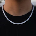 White gold tennis chain necklace with round pavé stones