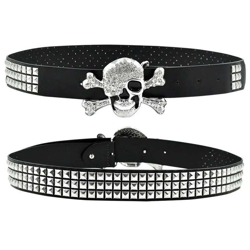 Black Punk Rock Skull Gothic Rhinestone Belt