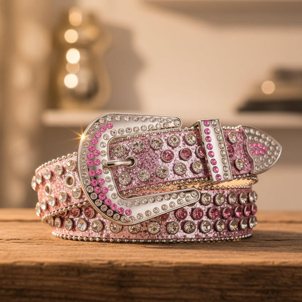 Pink & Silver Rhinestone Glitter Belt