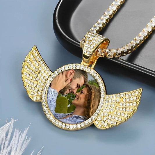 Personalized Angel Wings Picture Pendant