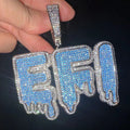 Blue Dripping CZ Custom Name Necklace-Rhinestone Custom Name Necklace-The Rhinestone Belts