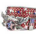 Decorative belt with eagle emblem and American flag design on a white background