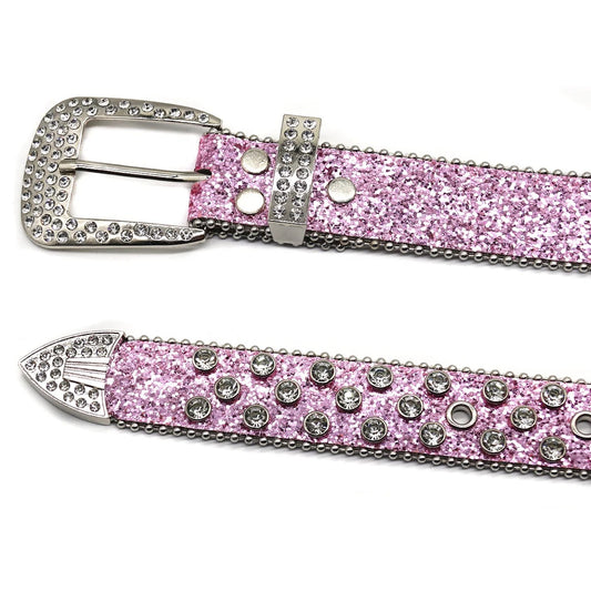 Pink & Crystal Rhinestone Glitter Belt with Pink Strap