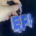 Blue Dripping CZ Custom Name Necklace-Rhinestone Custom Name Necklace-The Rhinestone Belts