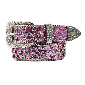 Pink & Crystal Rhinestone Glitter Belt with Pink Strap