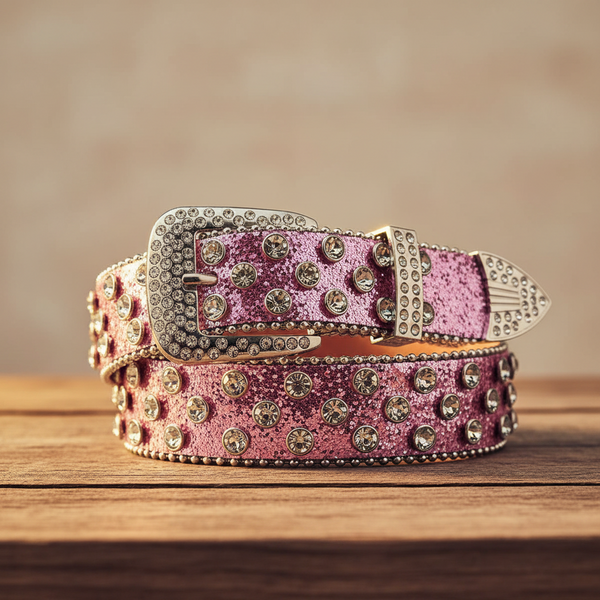 Pink & Crystal Rhinestone Glitter Belt with Pink Strap