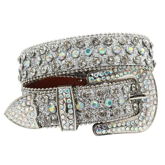 Silver Strap with Silver Studs Rhinestone Belt